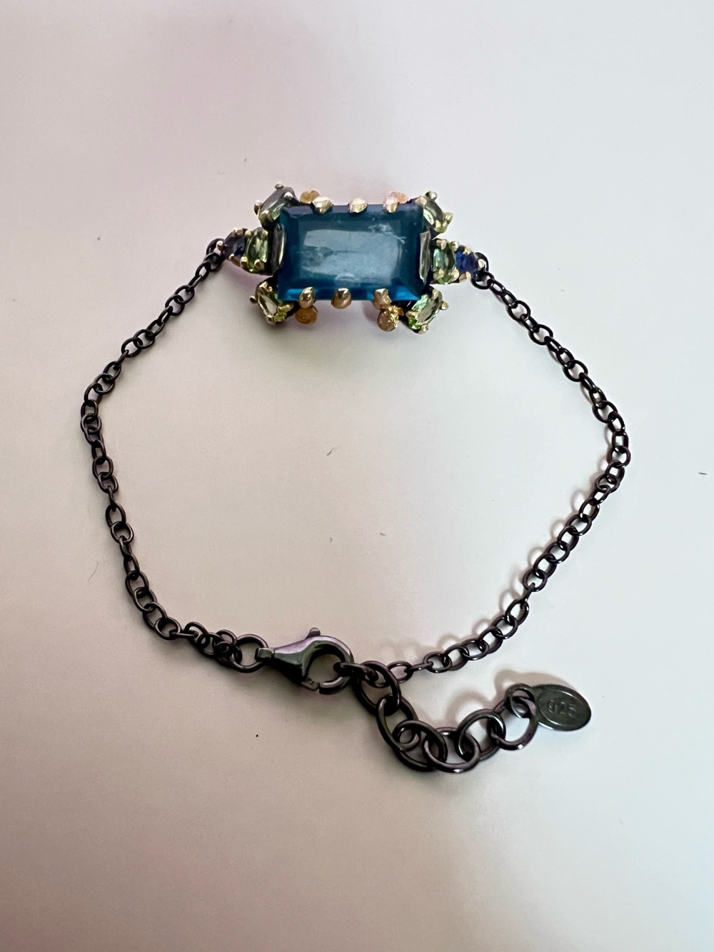 Fluorite and Sterling Chain Bracelet with gemstone accents and gold vermeil